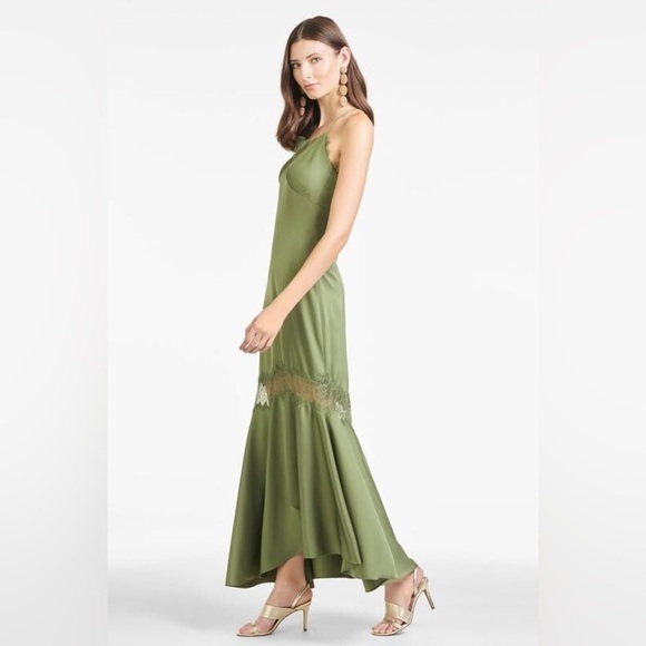 New! SACHIN + BABI x Anthropologie Candace Satin Lace Slip Dress 💚 0 and 4 NWT!! - Picture 3 of 16